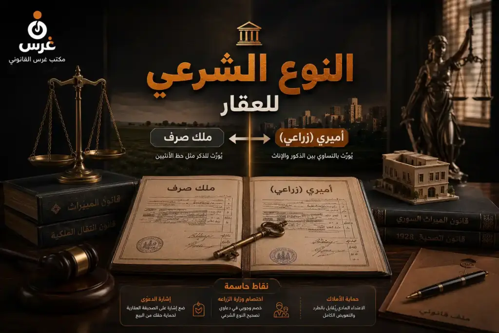 التحول الحكمي في النوع الشرعي للعقارات وحماية الملكية في سوريا