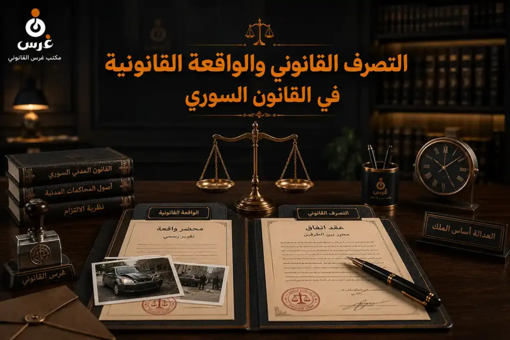 الفرق بين التصرف القانوني والواقعة القانونية في القانون السوري