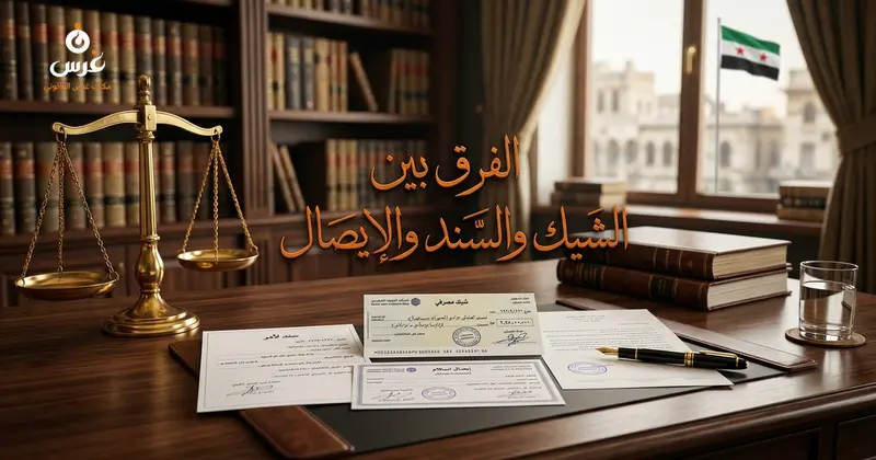 الفرق بين الشيك والسند لأمر والإيصال في القانون السوري | مكتب غرس