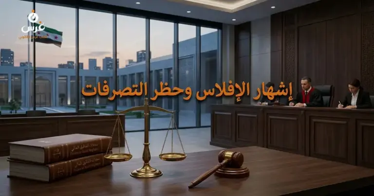 صورة توضيحية حول حظر تصرفات المفلس في القانون السوري — مكتب غرس القانوني