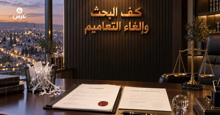 صورة توضيحية حول كف البحث وإلغاء التعاميم — مكتب غرس القانوني