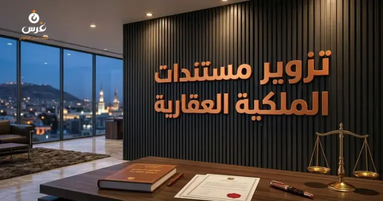 صورة توضيحية حول تزوير مستندات الملكية العقارية في سوريا — مكتب غرس القانوني
