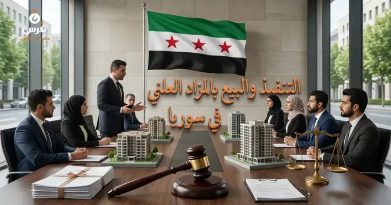 صورة توضيحية حول بيع العقار بالمزاد العلني في سوريا — مكتب غرس القانوني