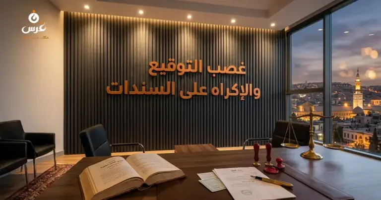صورة توضيحية حول جريمة غصب التوقيع في القانون السوري — مكتب غرس القانوني